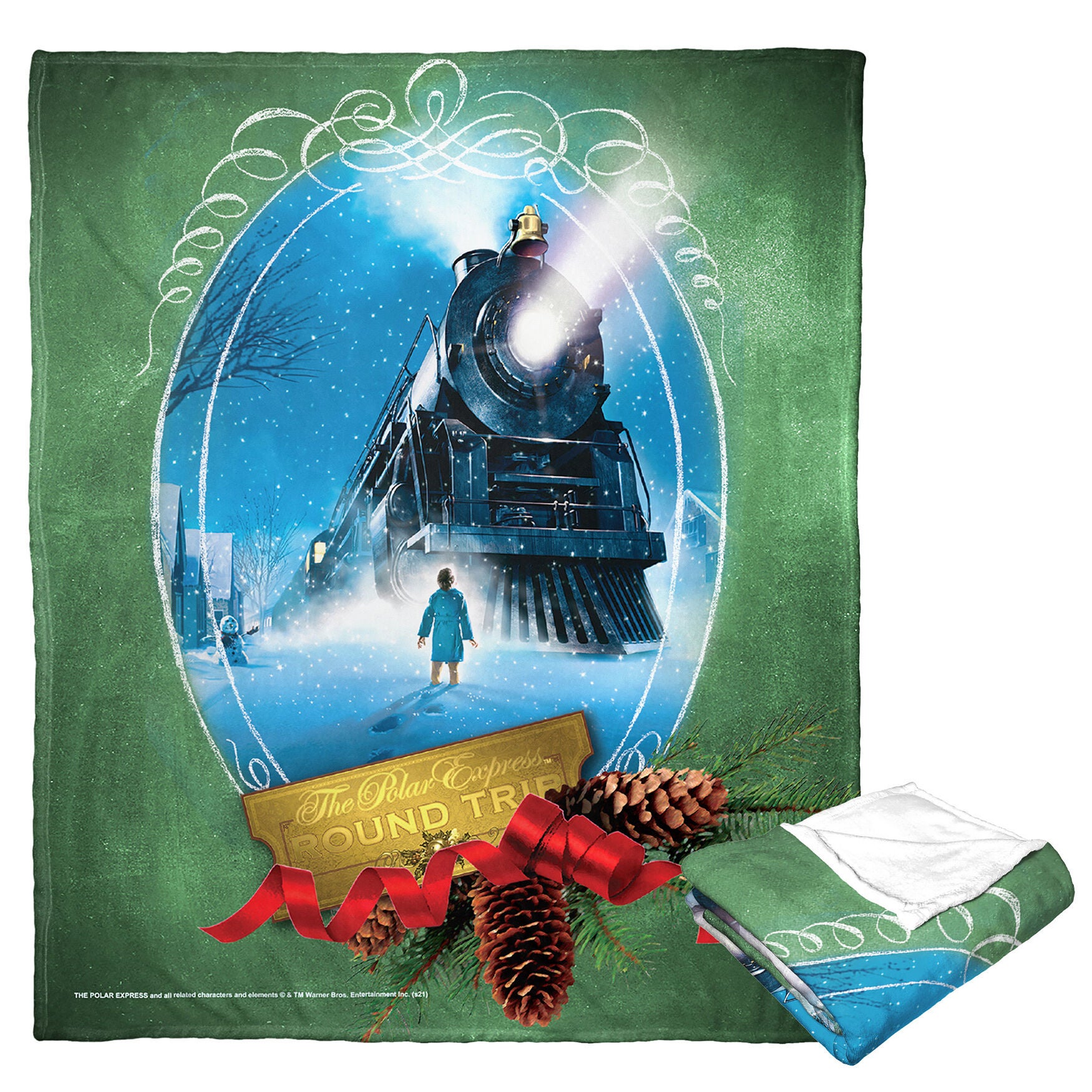 Wb Polar Express Round Trip Silk Touch Throw Blanket, O, hi-res image number 0
