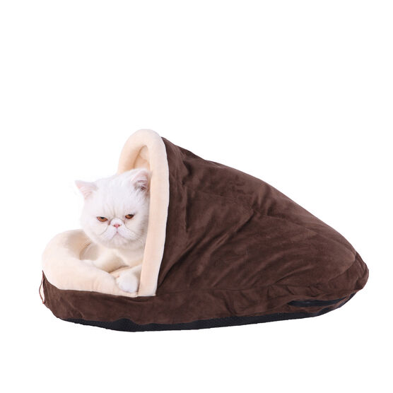 Slipper Shape Cat Dog Bed Mocha/Beige, MOCHA, hi-res image number null