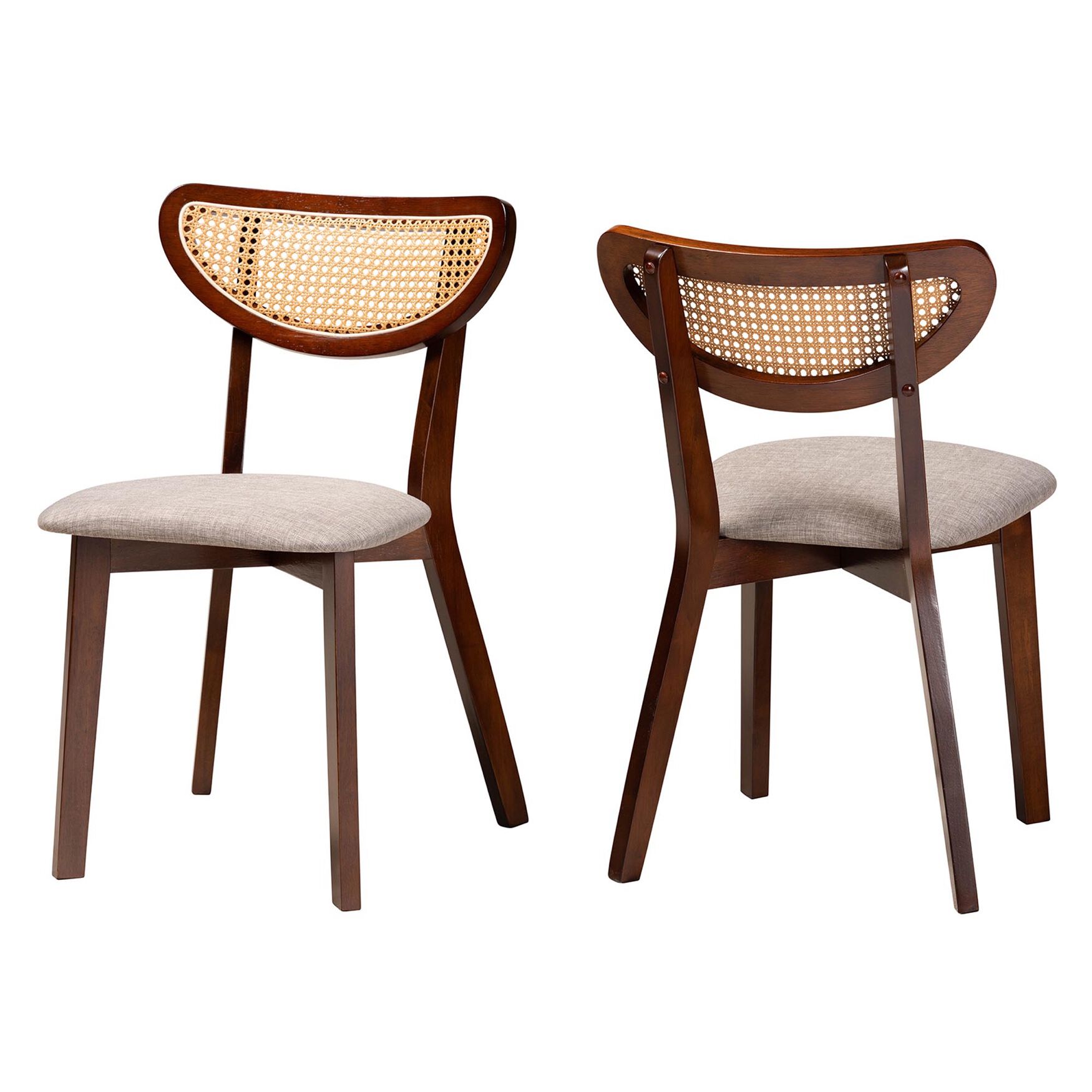 Dannell Mid-Century Modern Cream Fabric And Black Finished Wood Dining Chair, GREY WALNUT BROWN, hi-res image number 0