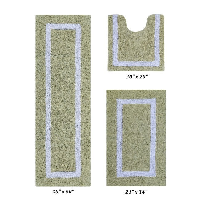 Hotel Collectionis Bath Mat Rug 3 Piece Set (20 inches x 20 inches | 21 inches x 34 inches | 20 inches x 60 inches), SAGE WHITE, hi-res image number 0