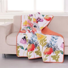 Watercolor Dream Modern Floral Quilted Throw Blanket