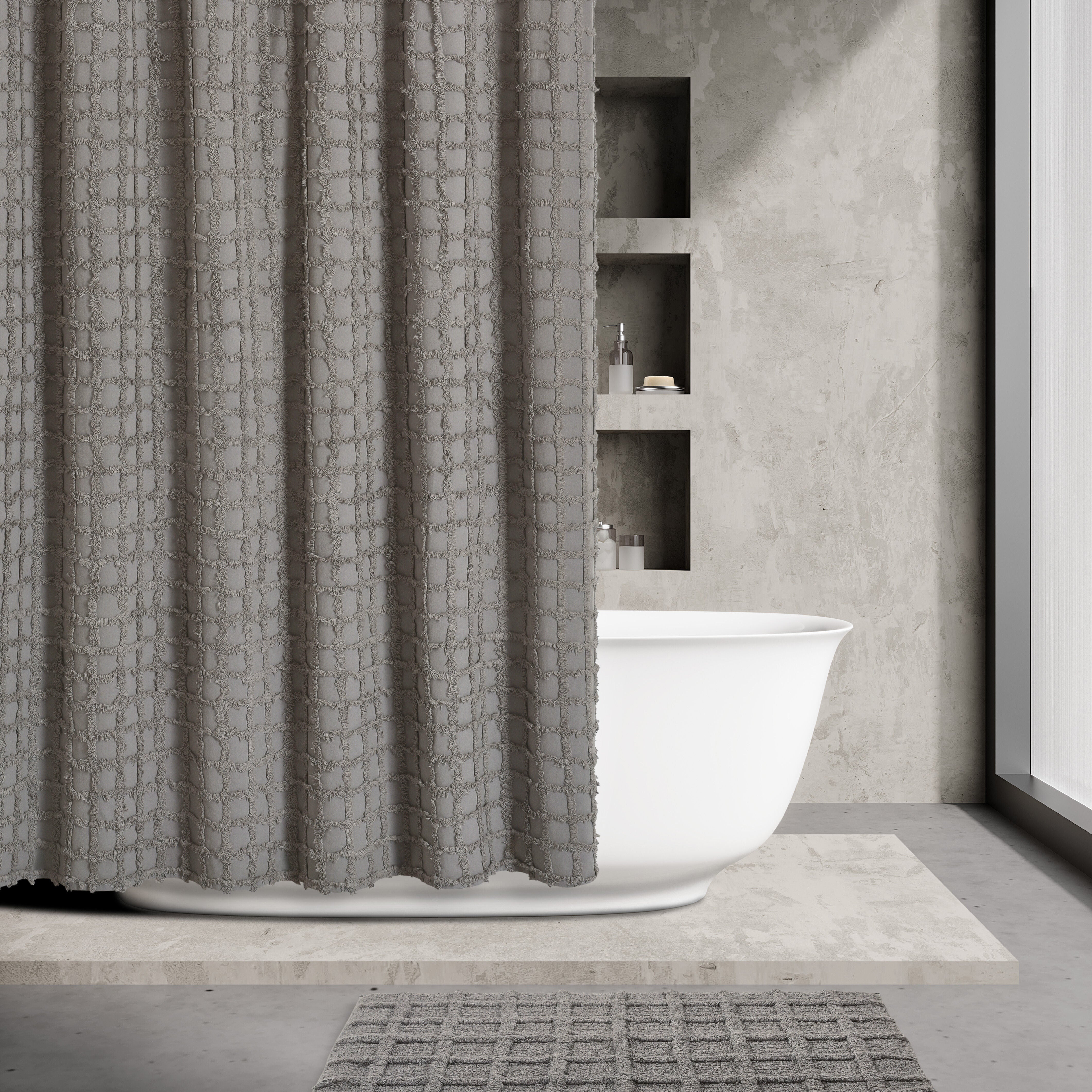 CAMERON SHOWER CURTAIN, AQUA, hi-res image number 0