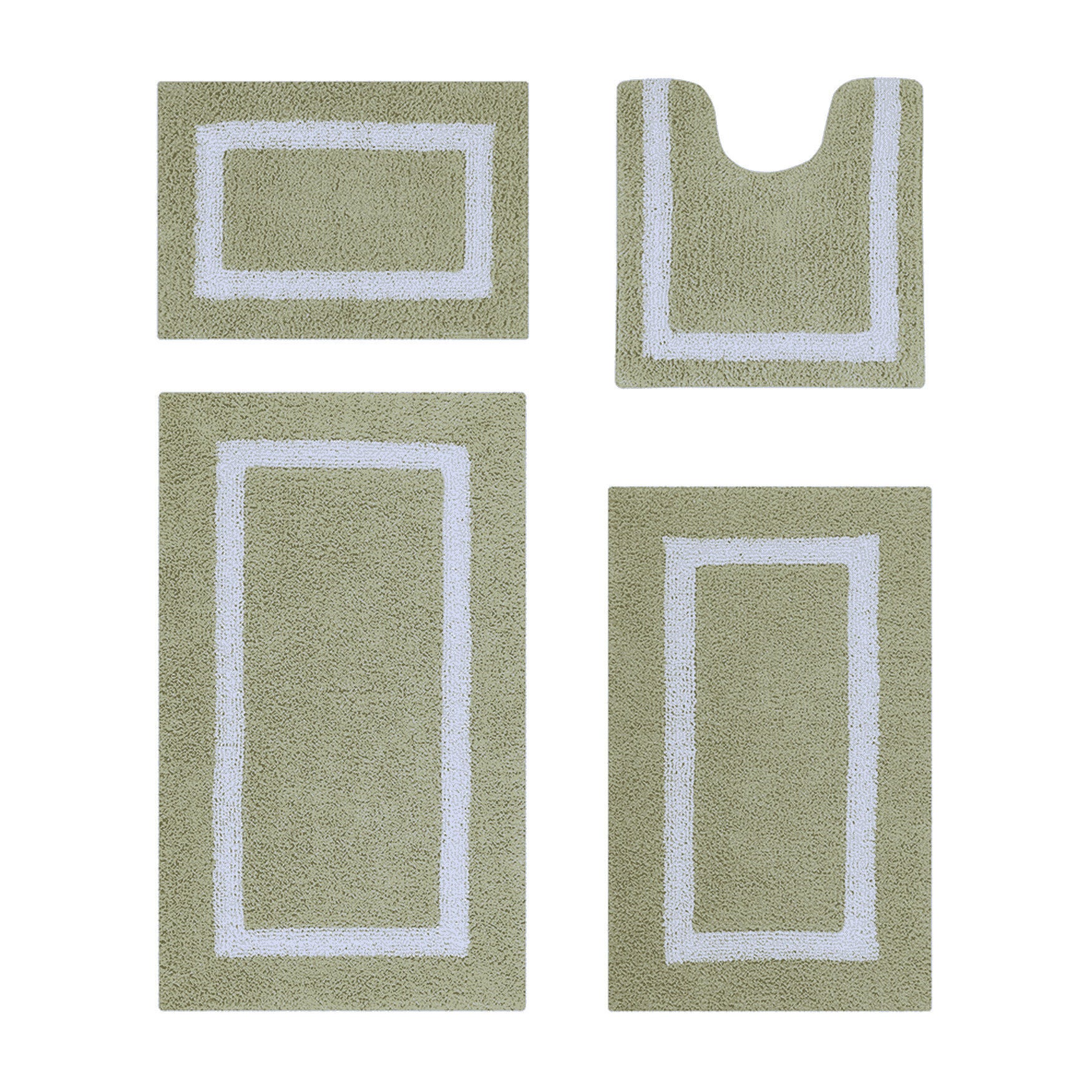Hotel Collection 100% Cotton 4 Piece (17 inches X 24 inches | 20 inches X 20 inches | 21 inches X 34 inches | 24 inches X 40 inches) Bath Rug Set, SAGE WHITE, hi-res image number 0