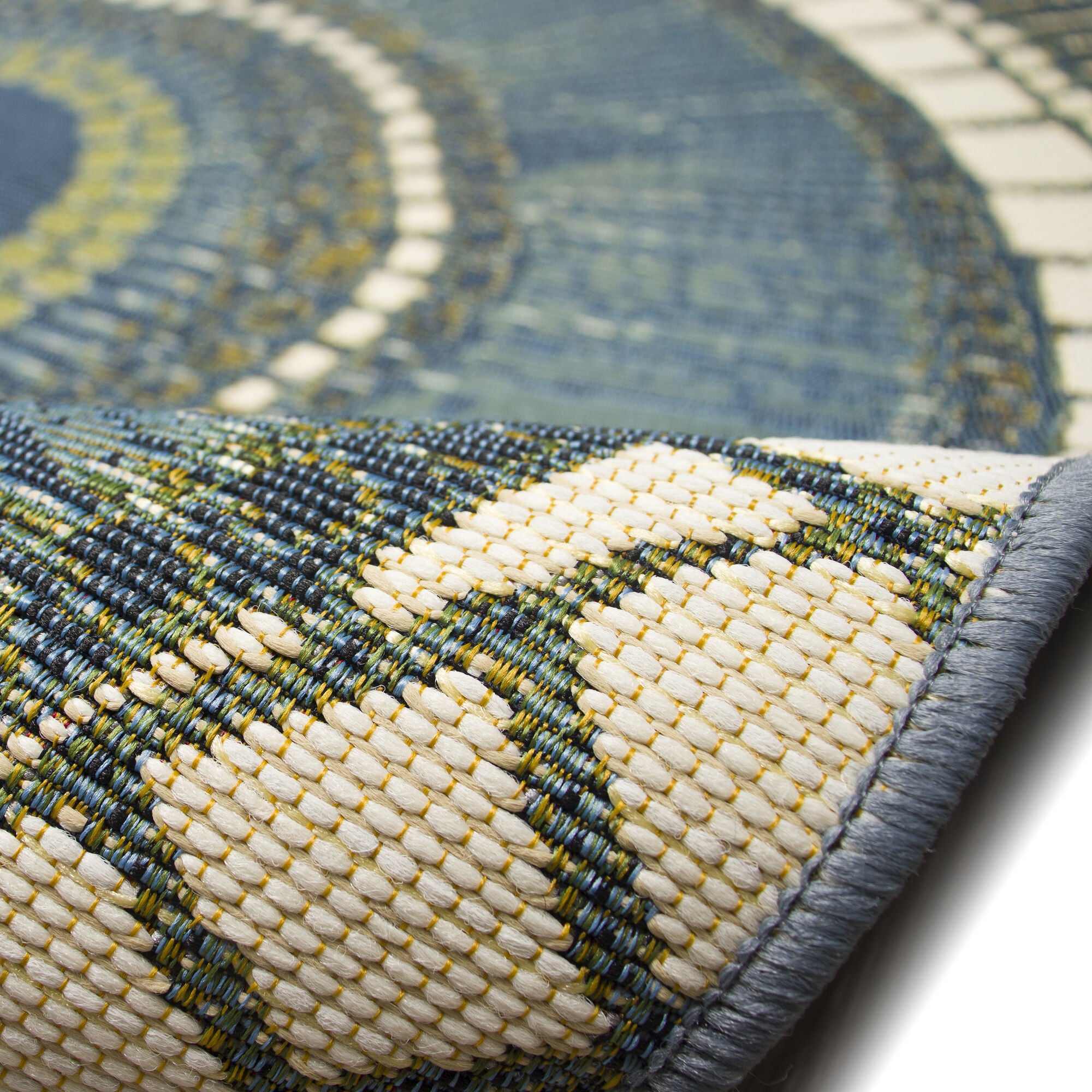 Liora Manne Marina Circles Indoor/Outdoor Area Rug Azure 6 feet 6 inches x 9 feet 4 inches, AQUA, alternate image number 5