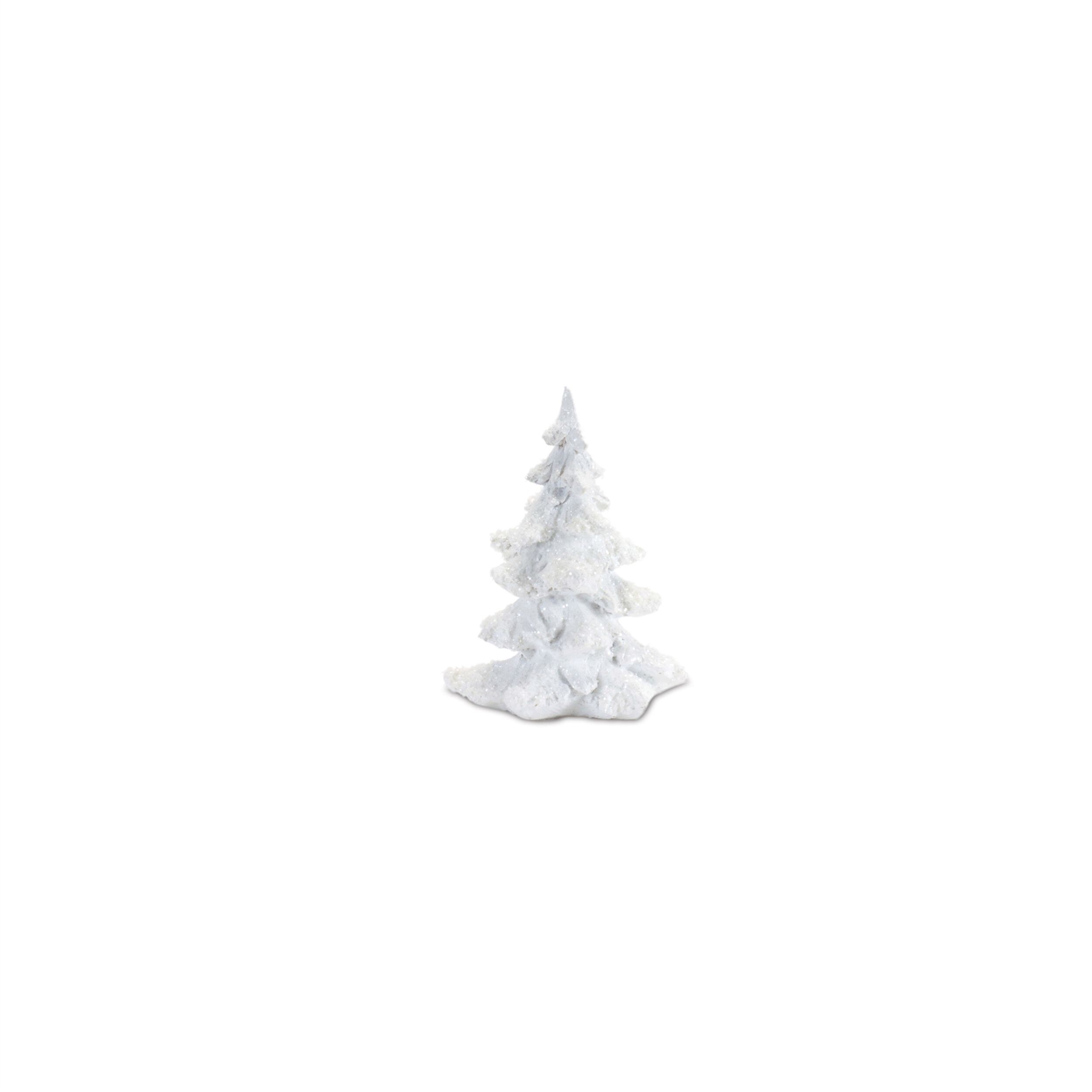 Flocked White Pine Tree with Carved Design (Set of 4), WHITE, alternate image number 5