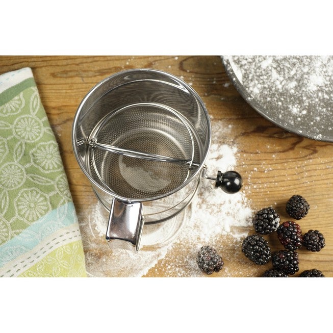 Crank Style Stainless Steel 5 Cup Flour Sifter, , on-hover image number null