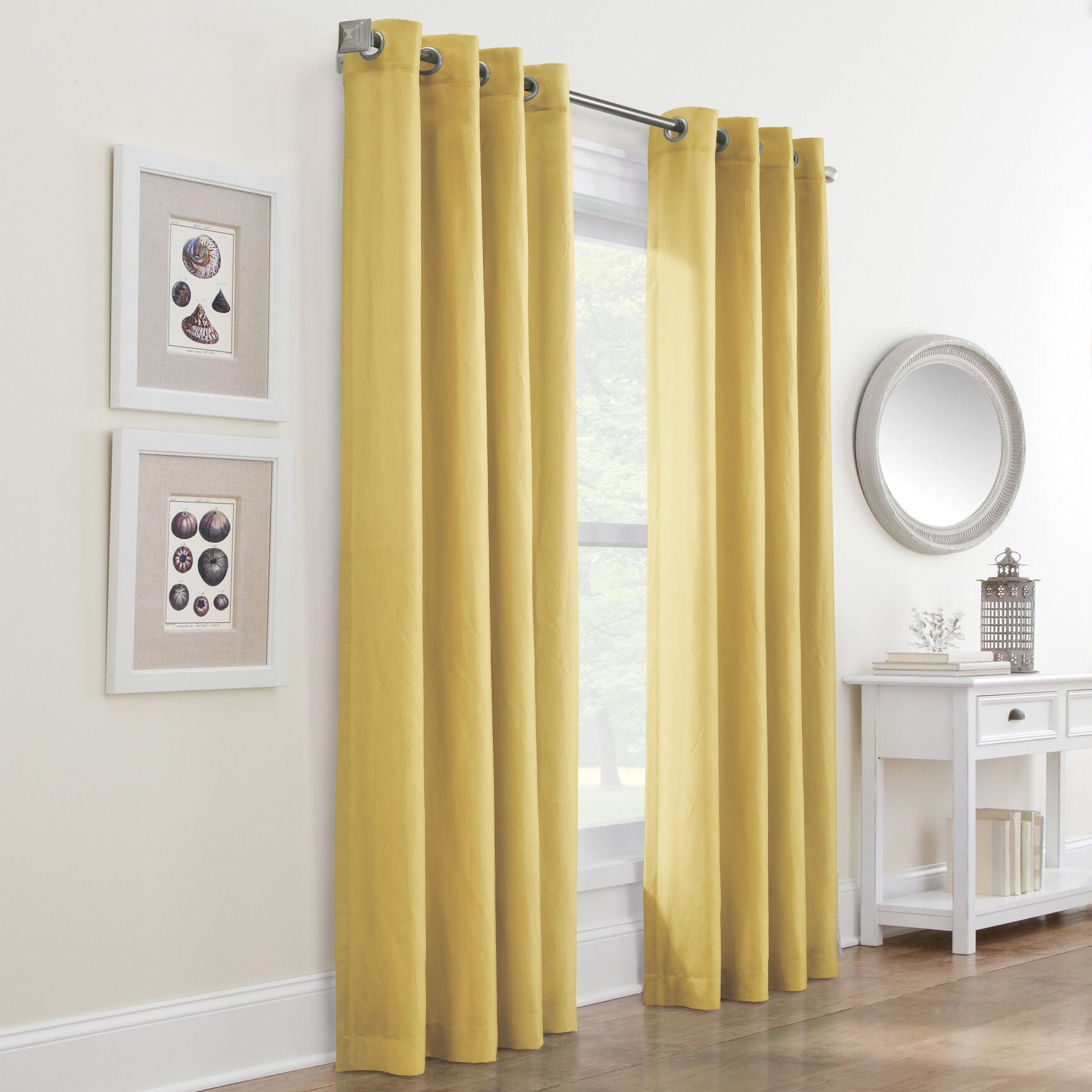 Harmony Light Filtering Grommet Curtain Panel, YELLOW, hi-res image number 0