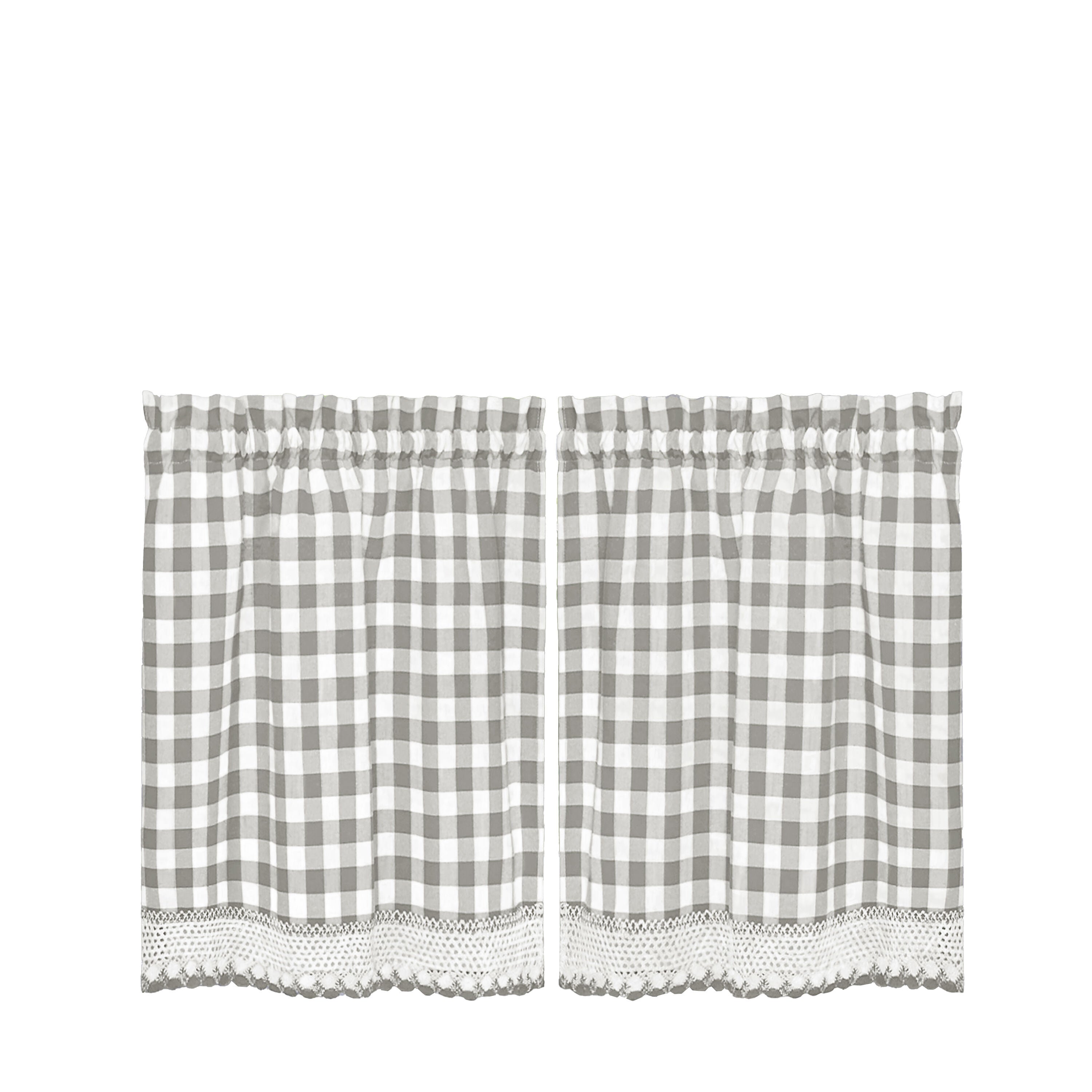 Buffalo Check Window Curtain Tier Pair, GREY, alternate image number 1