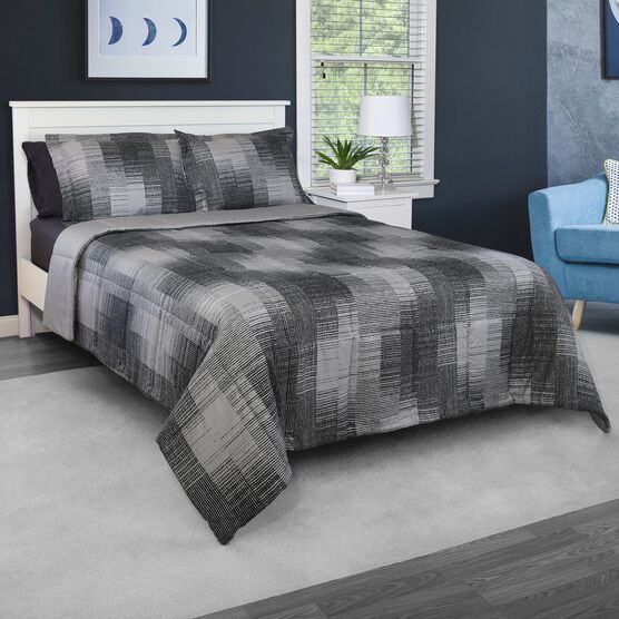 Shaded Stripe Grey Microfiber Comforter Set, GREY, hi-res image number null