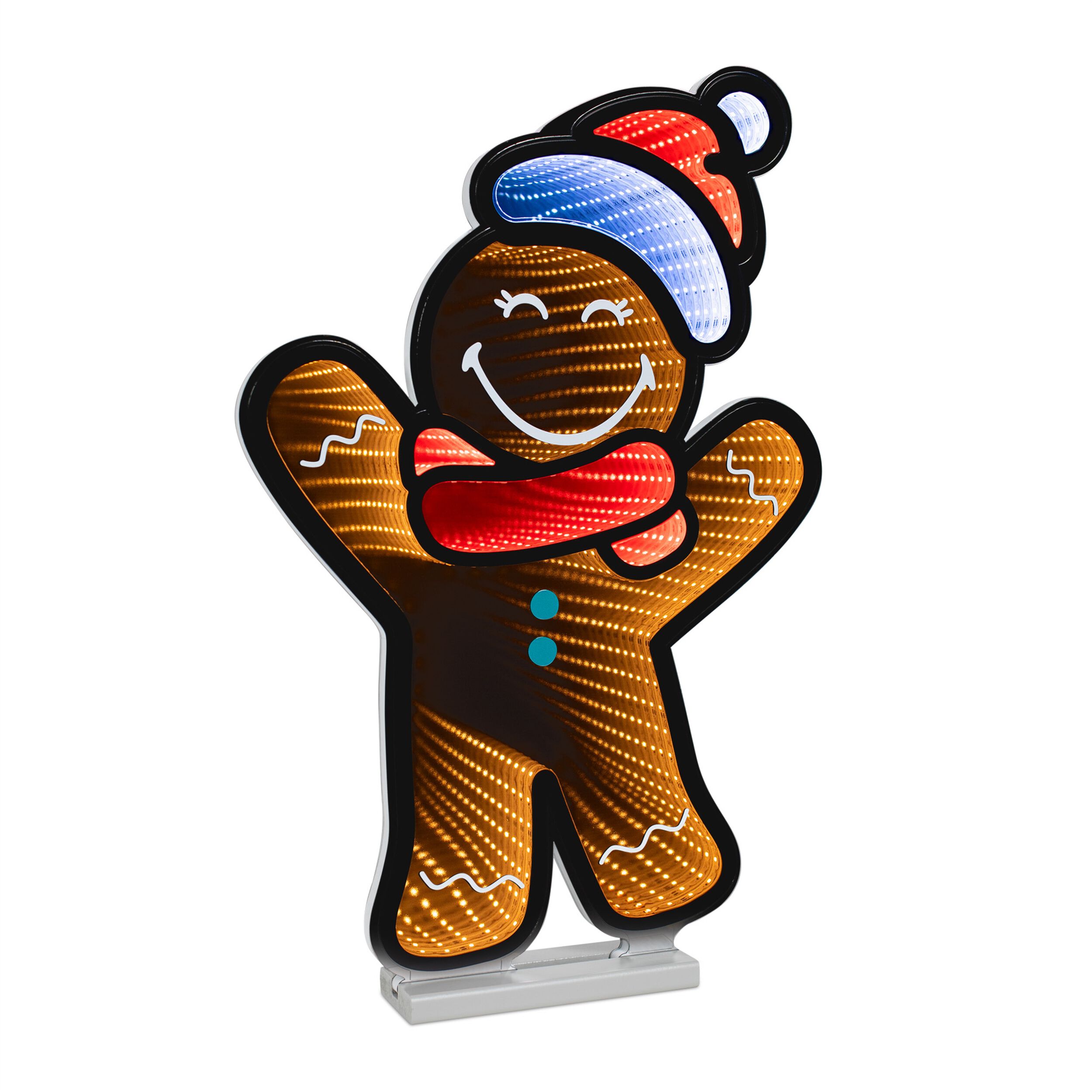 SmileyWorld Holiday Gingerbread Man Ekkolight 24 inchesH, BROWN RED WHITE, hi-res image number 0