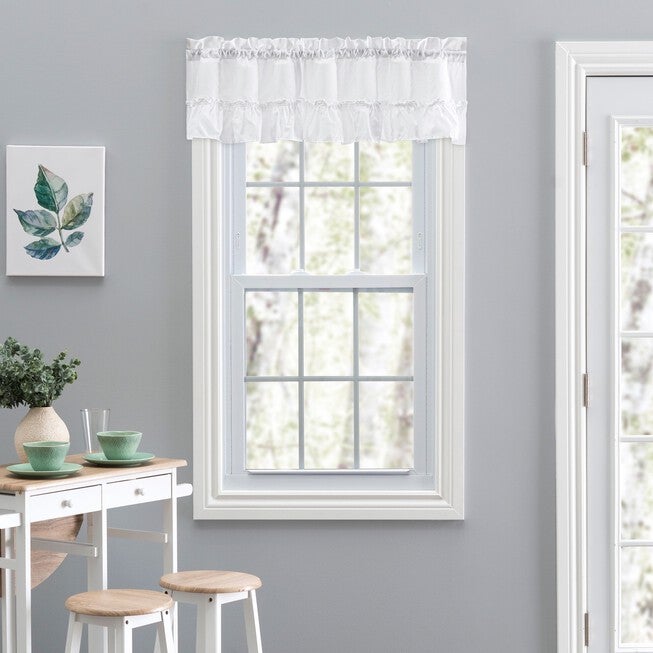 Stacey Curtain Ruffled Filler Valance, WHITE, hi-res image number 0