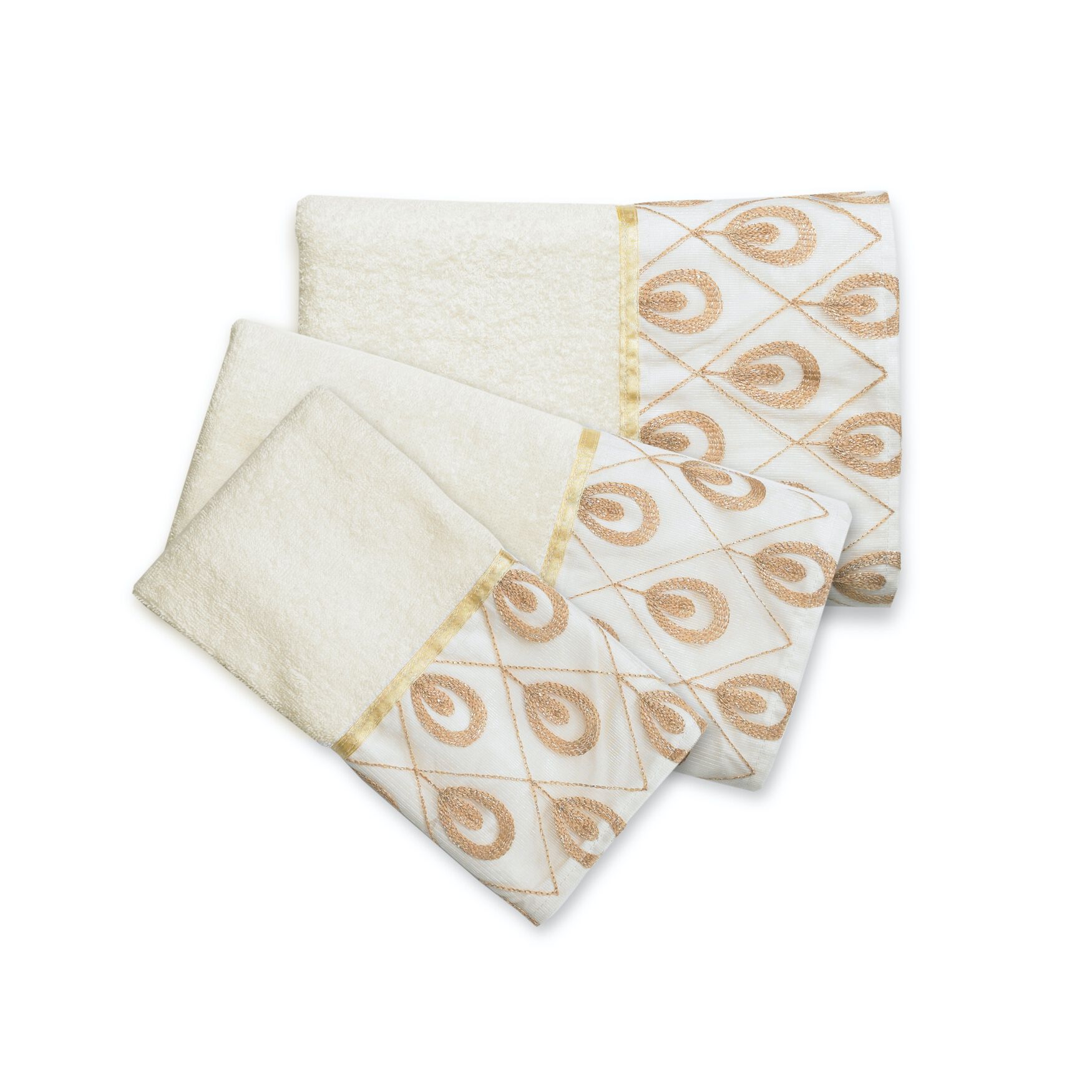 Seraphina 3-Pc Towel Set, BEIGE GOLD, hi-res image number 0