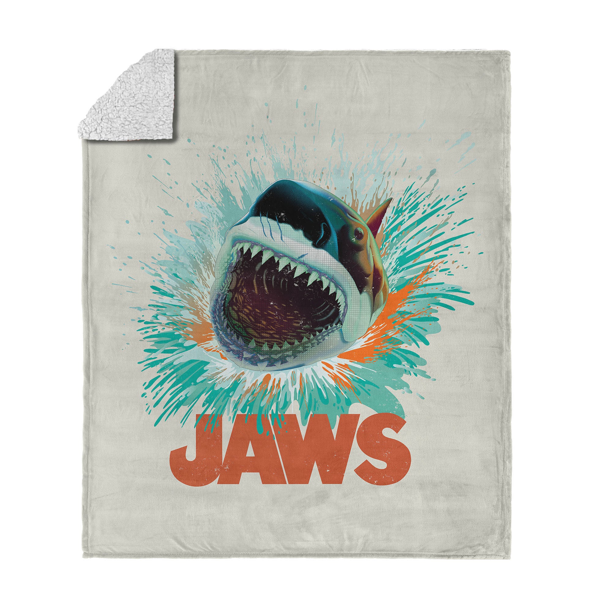Jaws Silk Touch Sherpa Throw Blanket 50x60 inches, SPLASH, hi-res image number 0