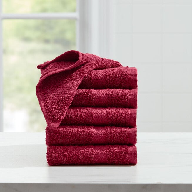 BH Studio 6-Pc. Washcloth Set, CRIMSON, hi-res image number null