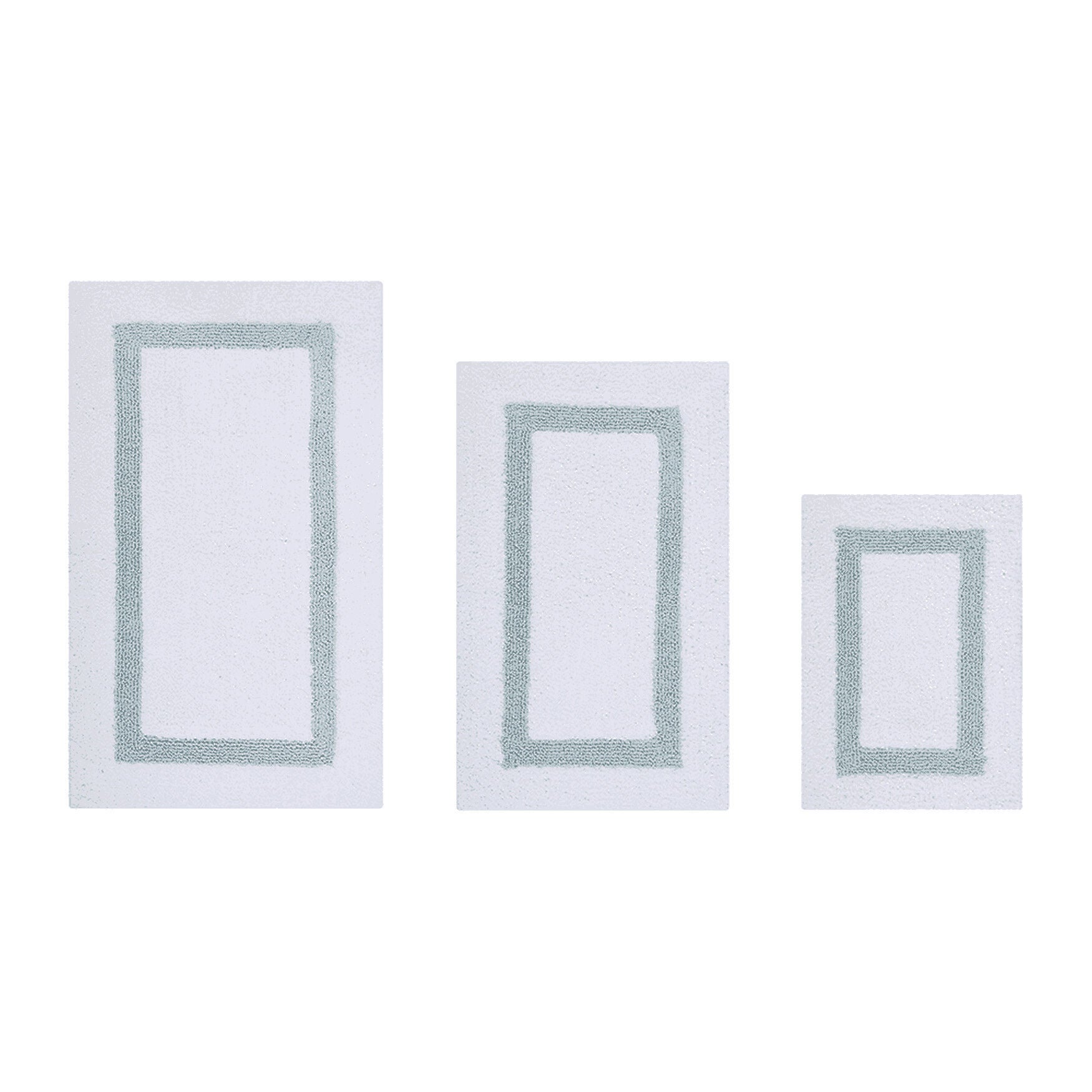 Hotel Collection 100% Cotton 3 Piece (17 inches X 24 inches | 21 inches X 34 inches | 24 inches X 40 inches) Bath Rug Set, WHITE BLUE, hi-res image number 0
