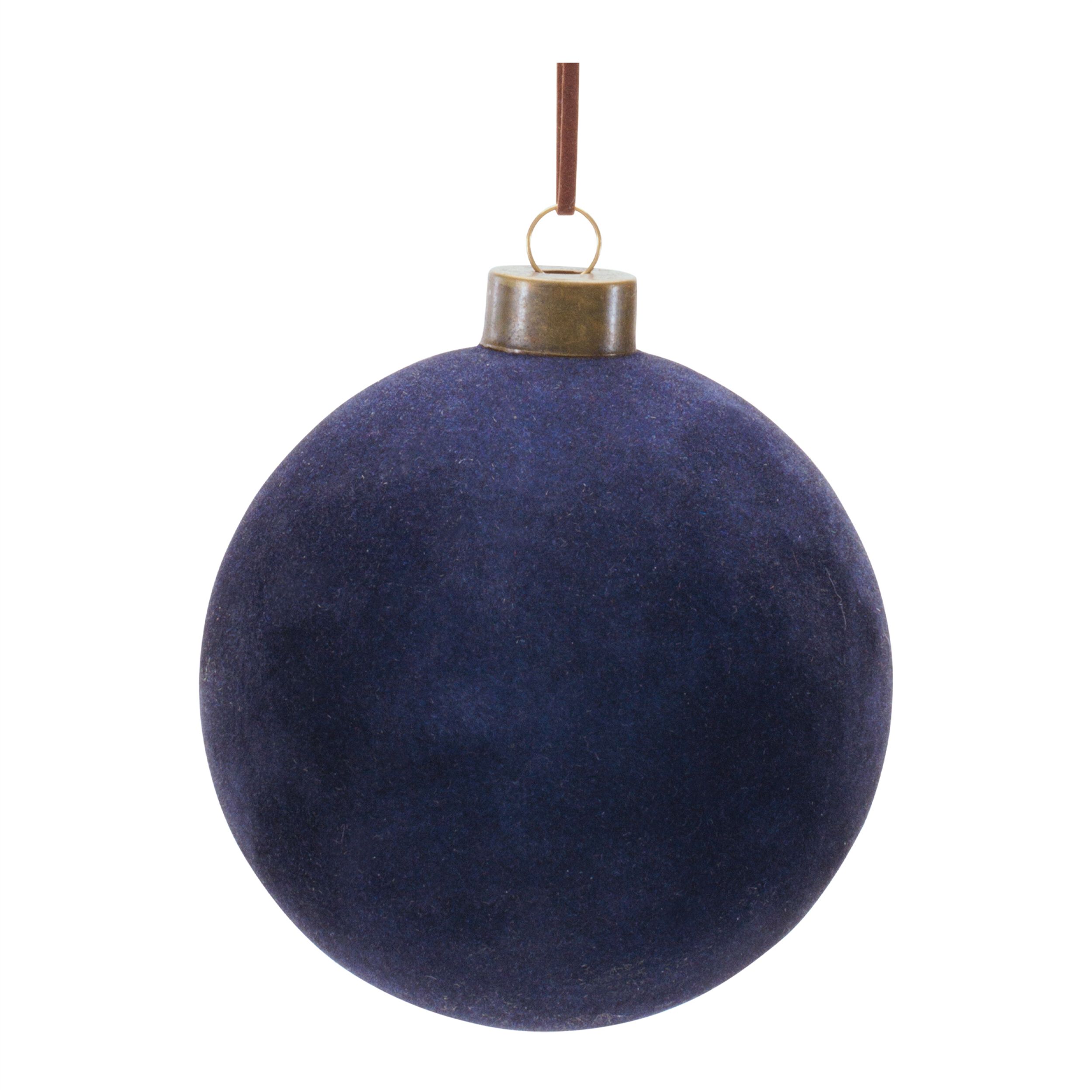 Velvet Glass Ball Ornament (Set of 12), NAVY, alternate image number 2