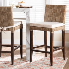 Fatima Natural Rattan Counter Stool with Cushion