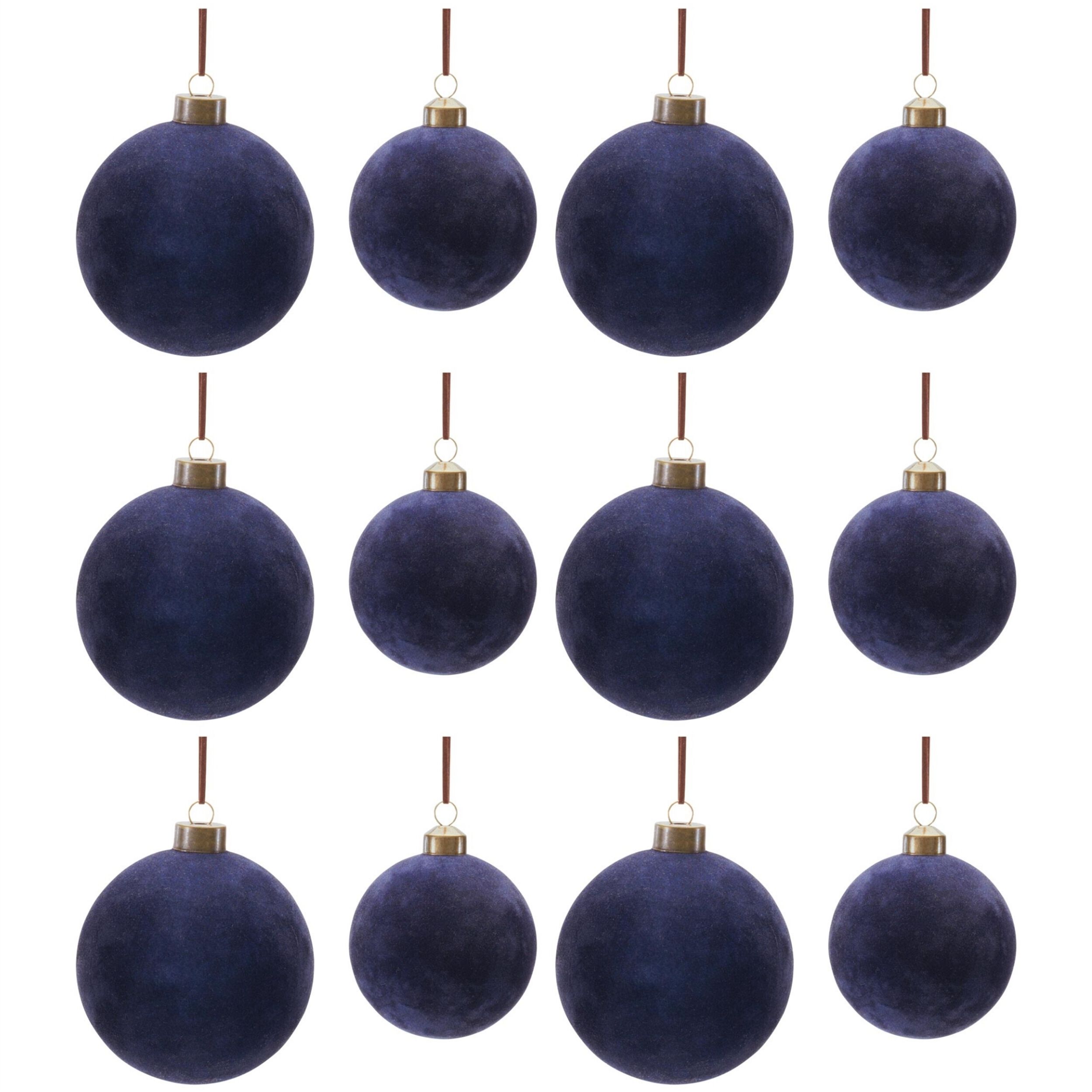 Velvet Glass Ball Ornament (Set of 12), NAVY, alternate image number 4