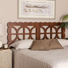 Nansen Wood Headboard with Scalloped Frame, Queen, Walnut
