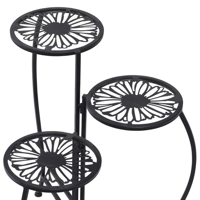 Set Of 3 Black Metal Traditional Plantstand, , alternate image number null