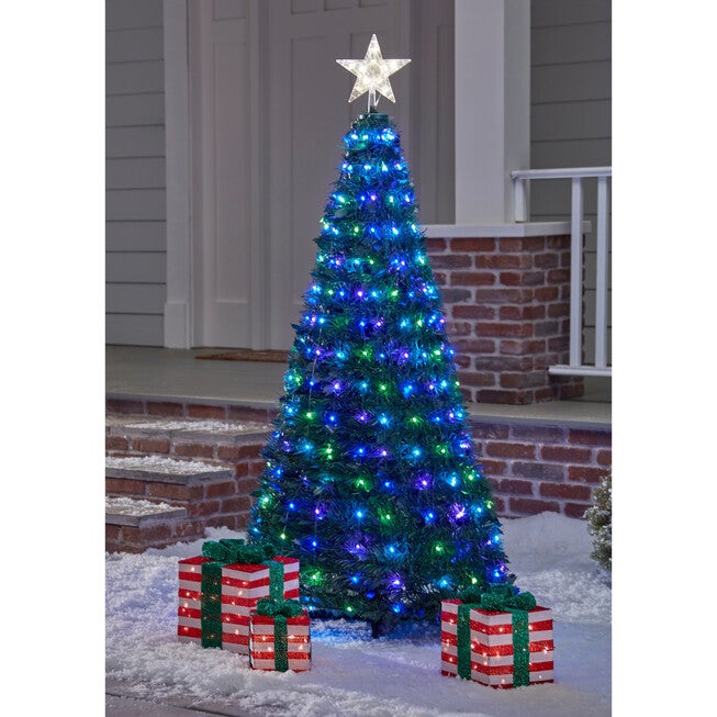6ft. Outdoor Pre-lit Pop-Up Christmas Tree, MULTI, hi-res image number null