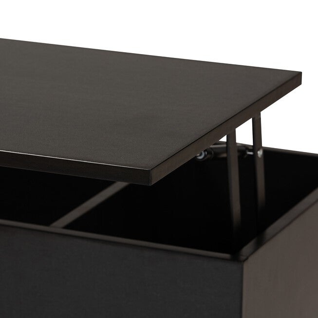 Roden Modern Two-Tone Black And Espresso Brown Finished Wood Coffee Table With Lift-Top Storage Compartment, , alternate image number null
