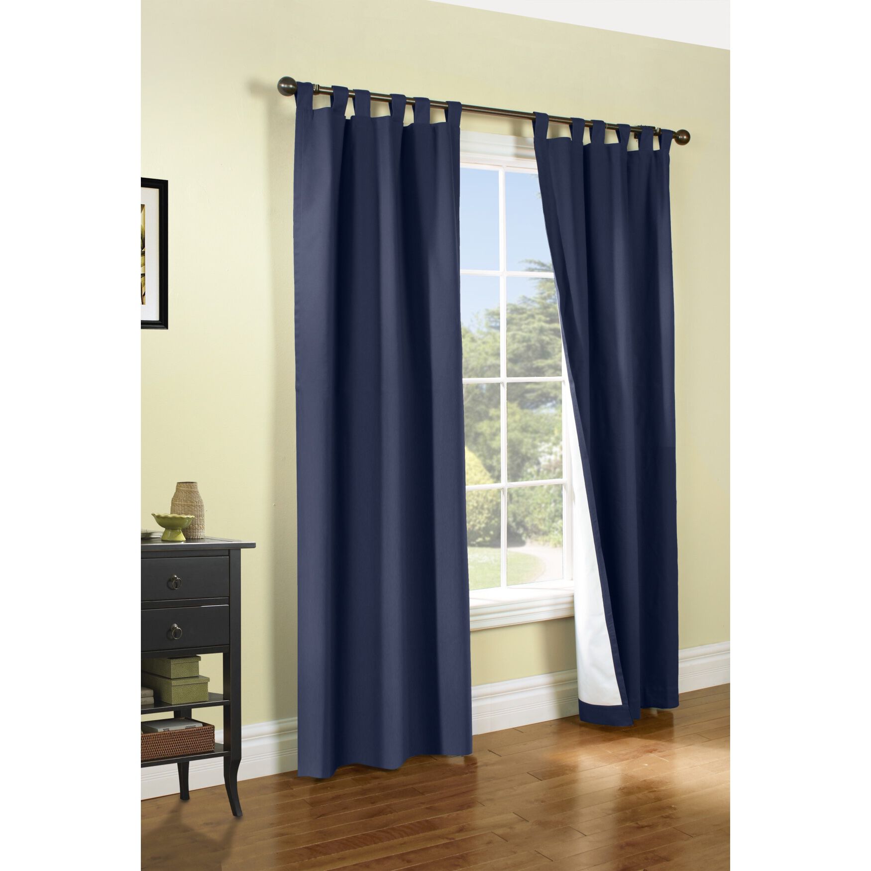Weathermate Room Darkening Tab Top Curtain Panel Pair, NAVY, hi-res image number 0