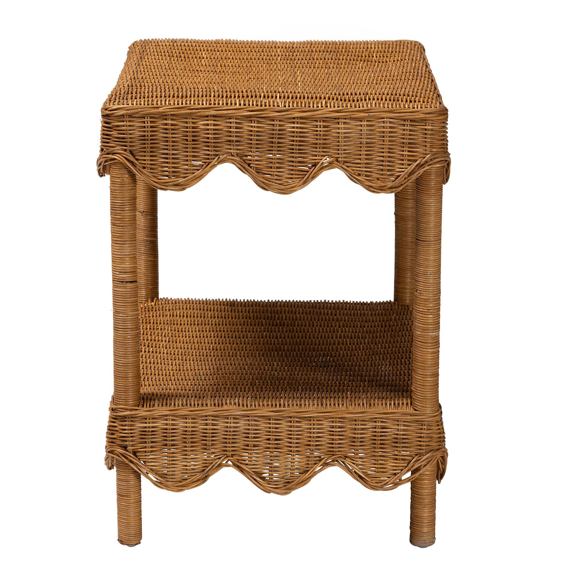 Oteria Bohemian Light Honey Scalloped Rattan Side Table, LIGHT, alternate image number 3
