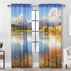 Photo Real Mountains Light Filtering Pole Top Curtain Pair