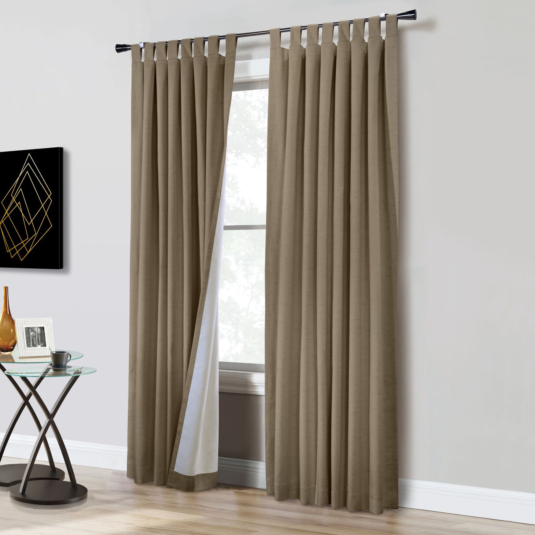 Ventura Blackout Tab Top Window Curtain Panel Pair, PEBBLE, hi-res image number 0