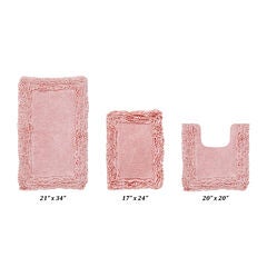 Shaggy Border Bath Rug Mat, 3 Piece Set, (17" X 24" | 20" X 20" | 21" X 34")
