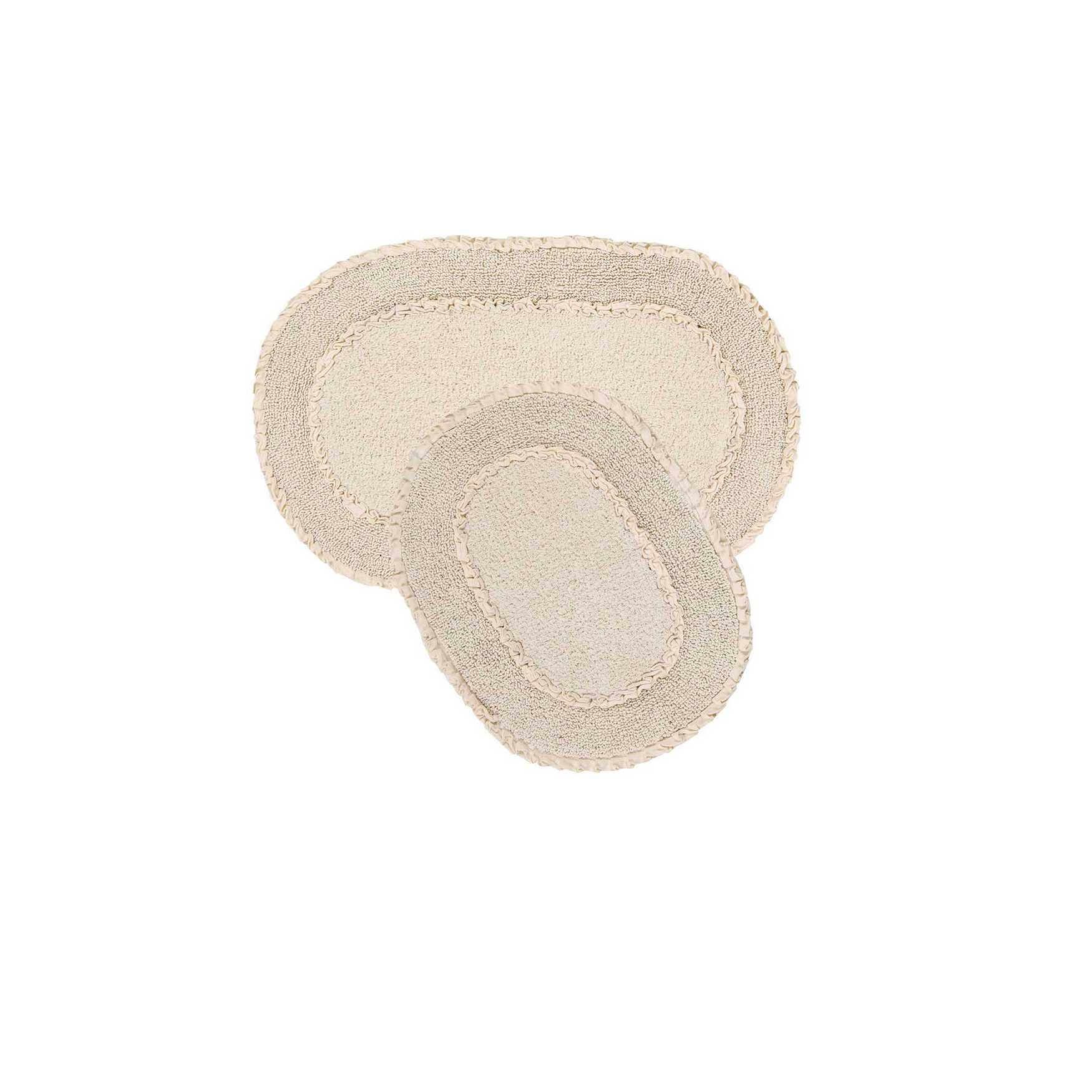 Double Ruffle 2 Piece Set Bath Rug Collection, IVORY, hi-res image number 0
