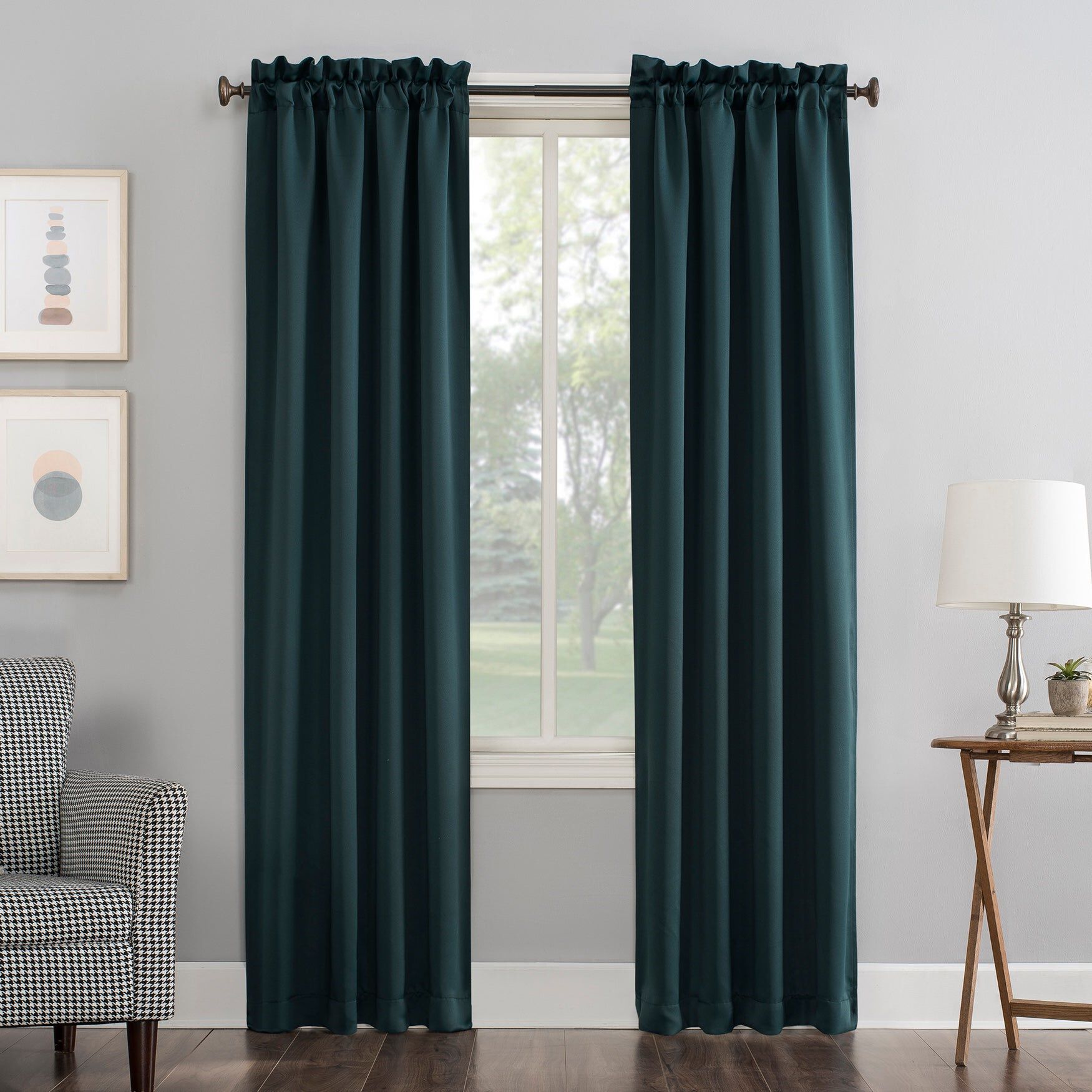 Sun Zero&trade; Blackout Greenwich Rod-Pocket Panel, TEAL, hi-res image number 0