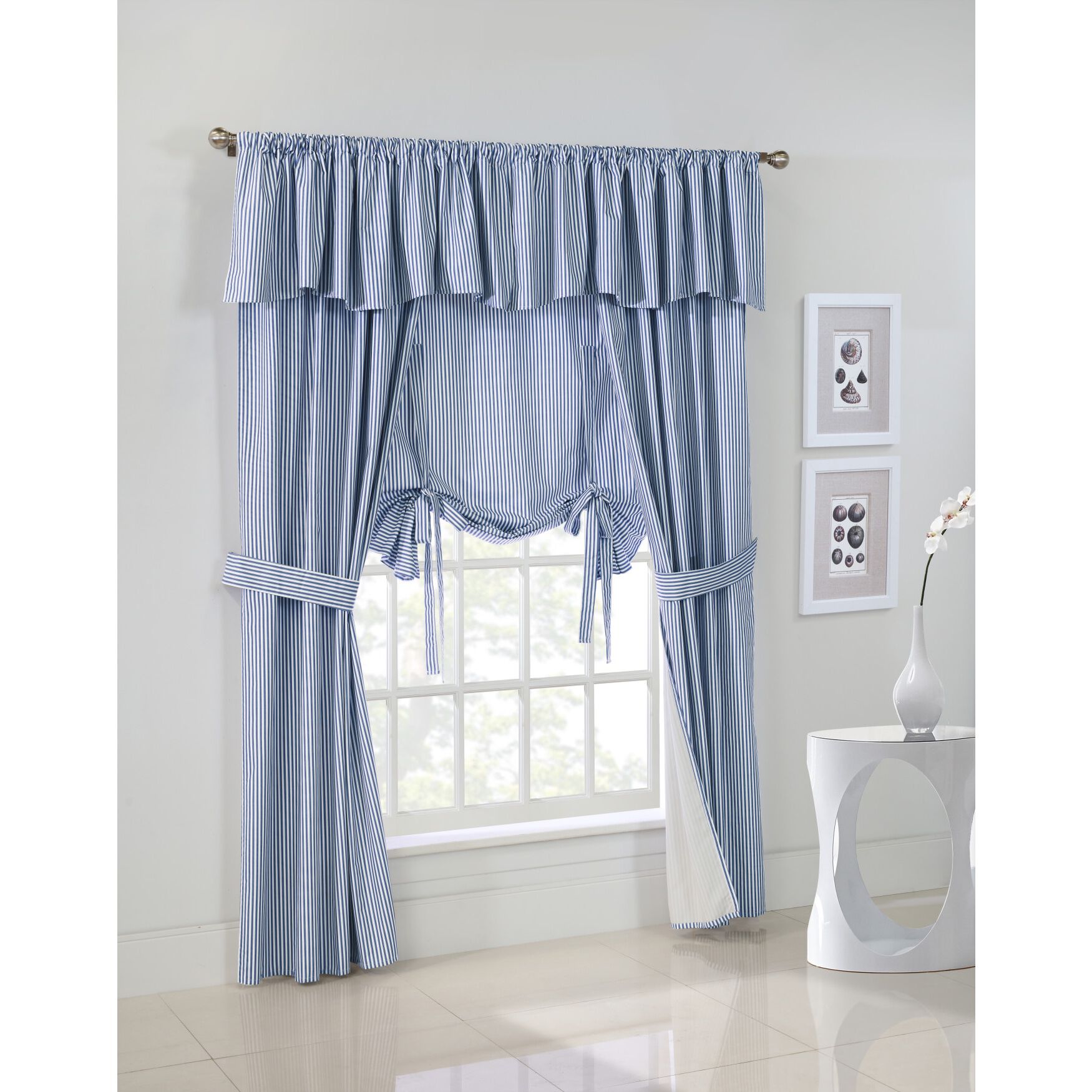 Ticking Stripe Room Darkening Pole Top Curtain Panel Pair, , alternate image number 10