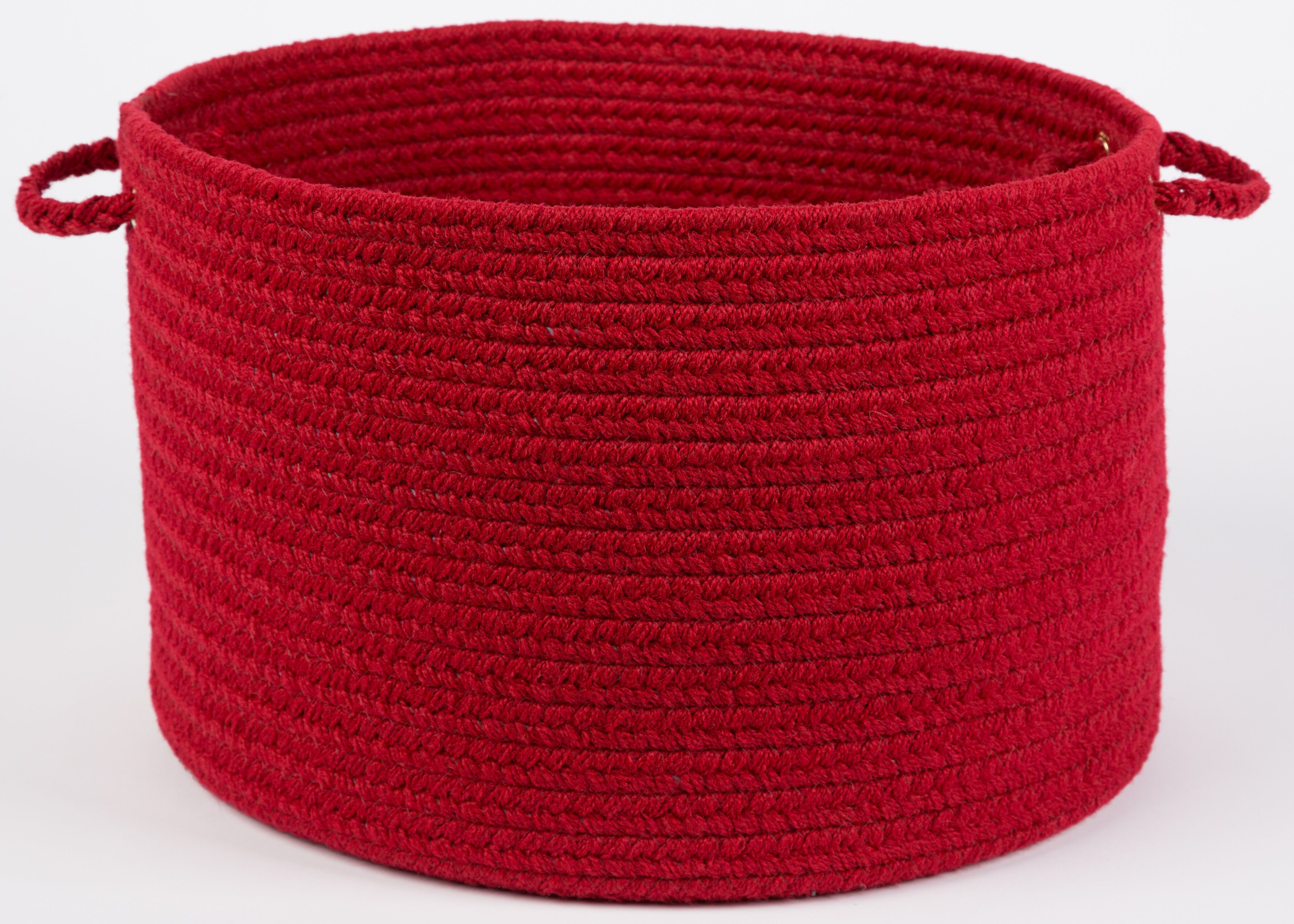 18 inches x 12 inches Braided Basket with Handles, BRILLIANT RED, hi-res image number 0