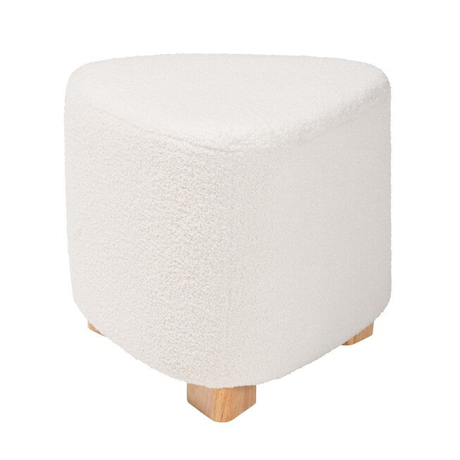 Brielle Modern And Contemporary Ivory Boucle Upholstered And Natural Brown Finished Wood Ottoman, , on-hover image number null