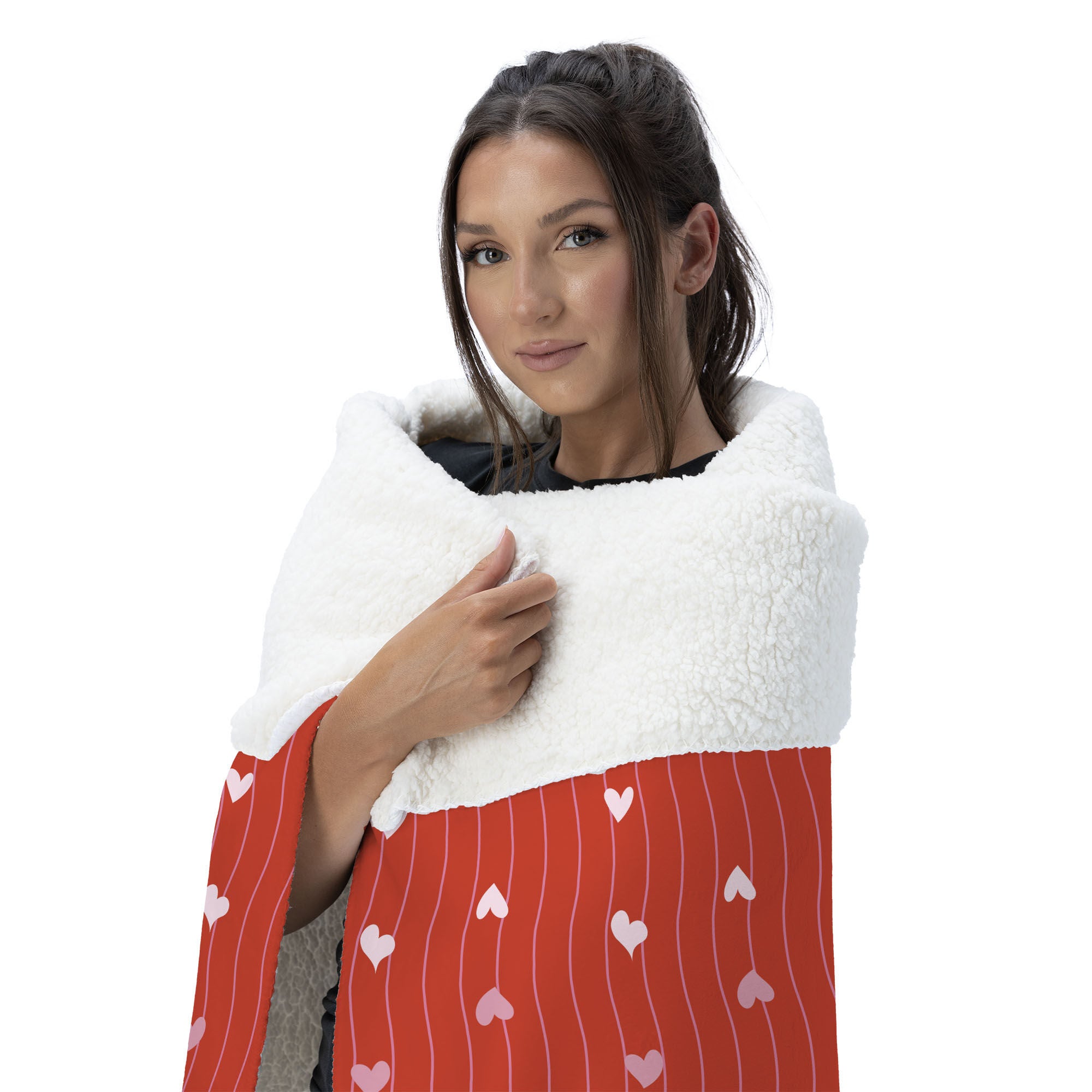 Valentine's Day Line Hearts Silk Touch Sherpa Throw Blanket 50x60 Inches, HEARTS THROW, alternate image number 2