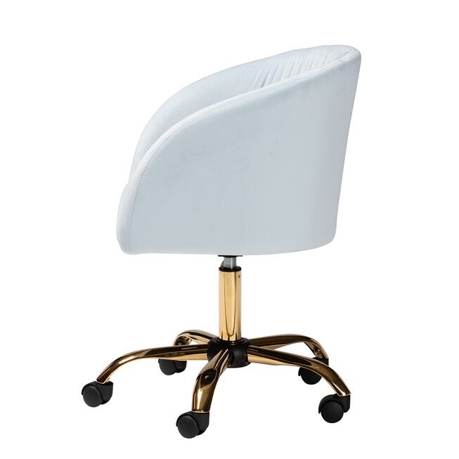 Ravenna Contemporary Glam And Luxe Aqua Velvet Fabric And Gold Metal Swivel Office Chair, , alternate image number 5