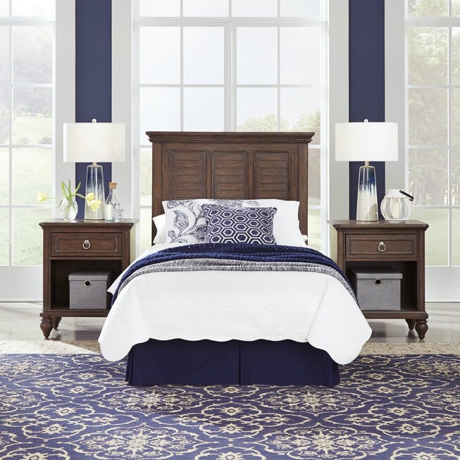 Southport Brown Twin Headboard & 2 Night Stands, BROWN, hi-res image number null