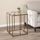 Nicholance Contemporary End Table w/ Glass Top, CHAMPAGNE, hi-res image number 0