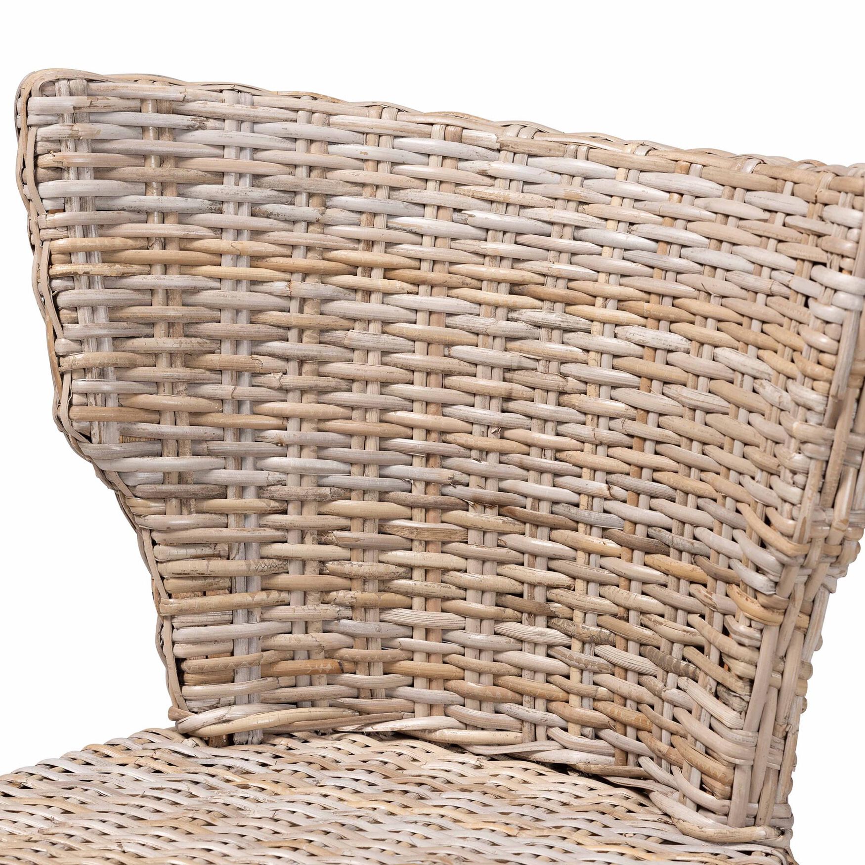 Enver Modern Bohemian Grey Kubu Rattan And Mahogany Wood Counter Stool, , alternate image number 4