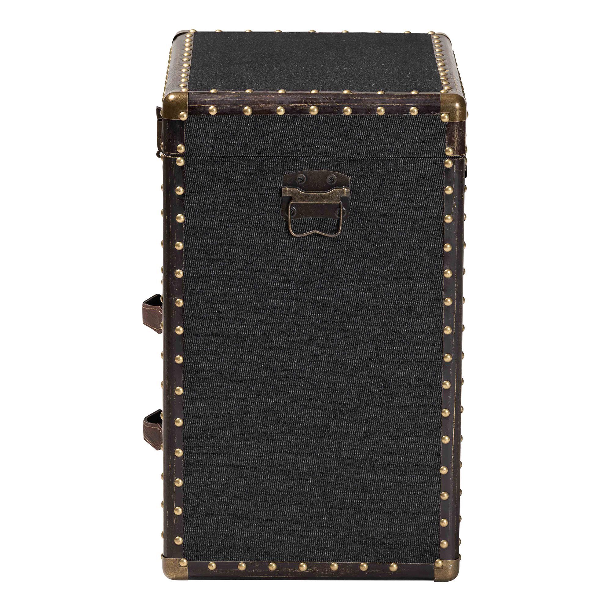 Agatha Vintage Coffee Canvas 2-Drawer Storage Trunk, BLACK, alternate image number 4