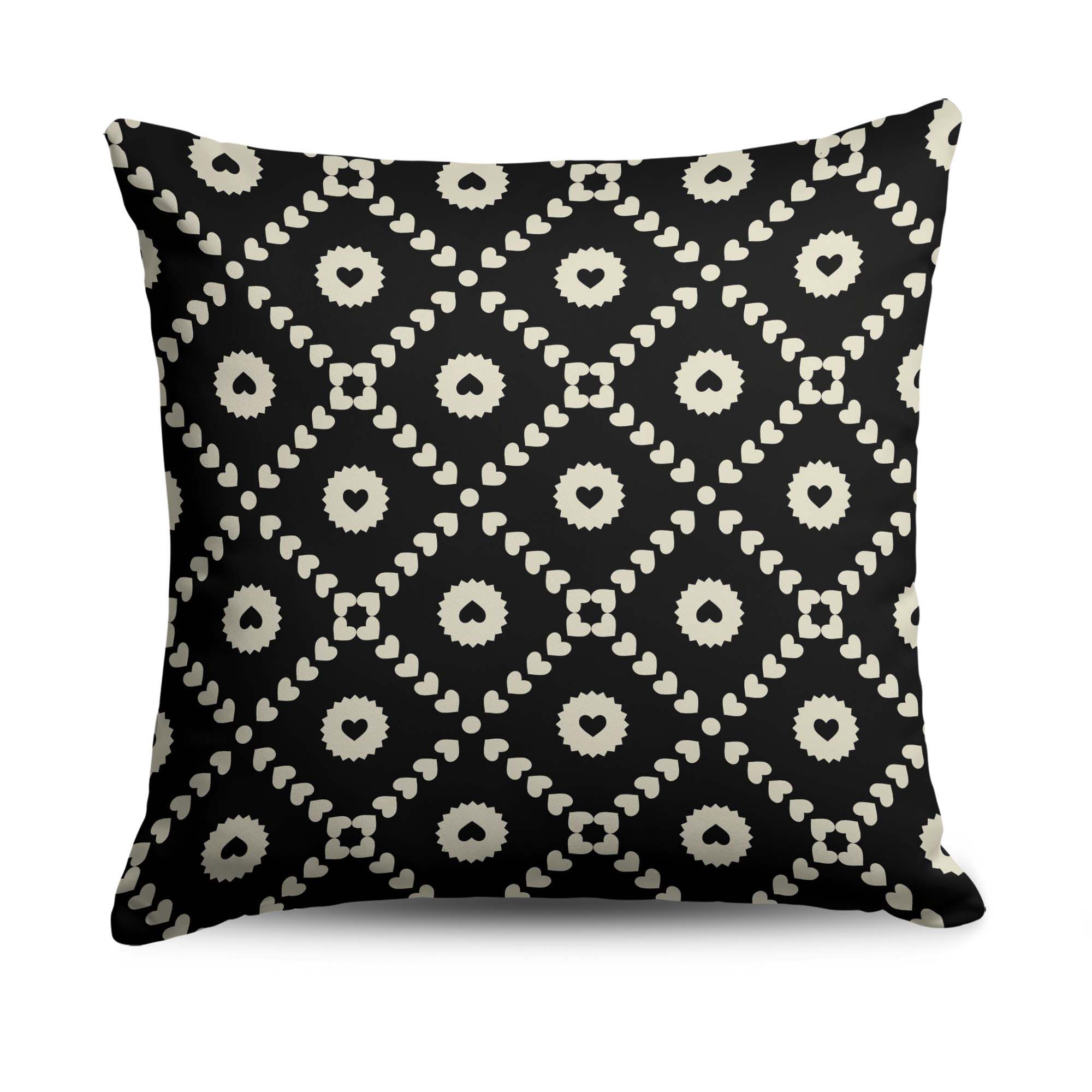 Valentine's Day Black Hearts Throw Pillow 18X18 Inches, BLACK HEARTS, hi-res image number 0