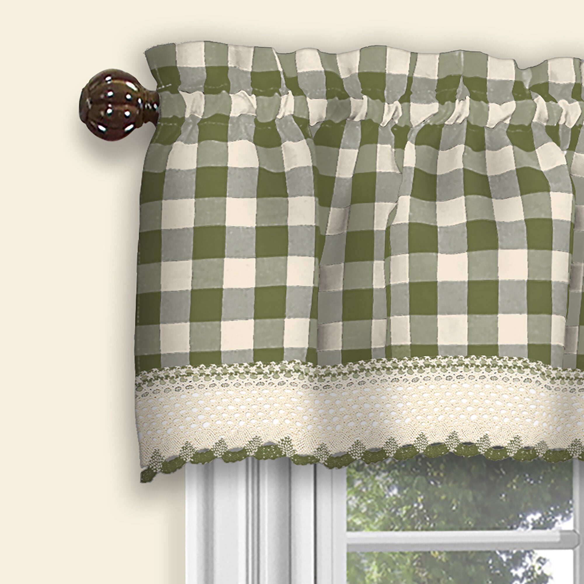 Buffalo Check Window Curtain Valance, SAGE, alternate image number 2