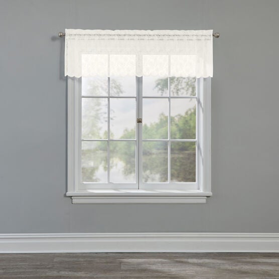 Scarlett Floral Lace Rod-Pocket Valance, IVORY, hi-res image number null