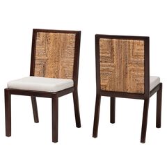 Joana Modern Bohemian Dark Brown Mahogany Wood And Natural Seagrass Dining Side Chair