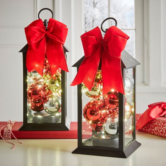 12"H LED ORNAMENT LANTERNS, SET OF 2, MULTI, hi-res image number null