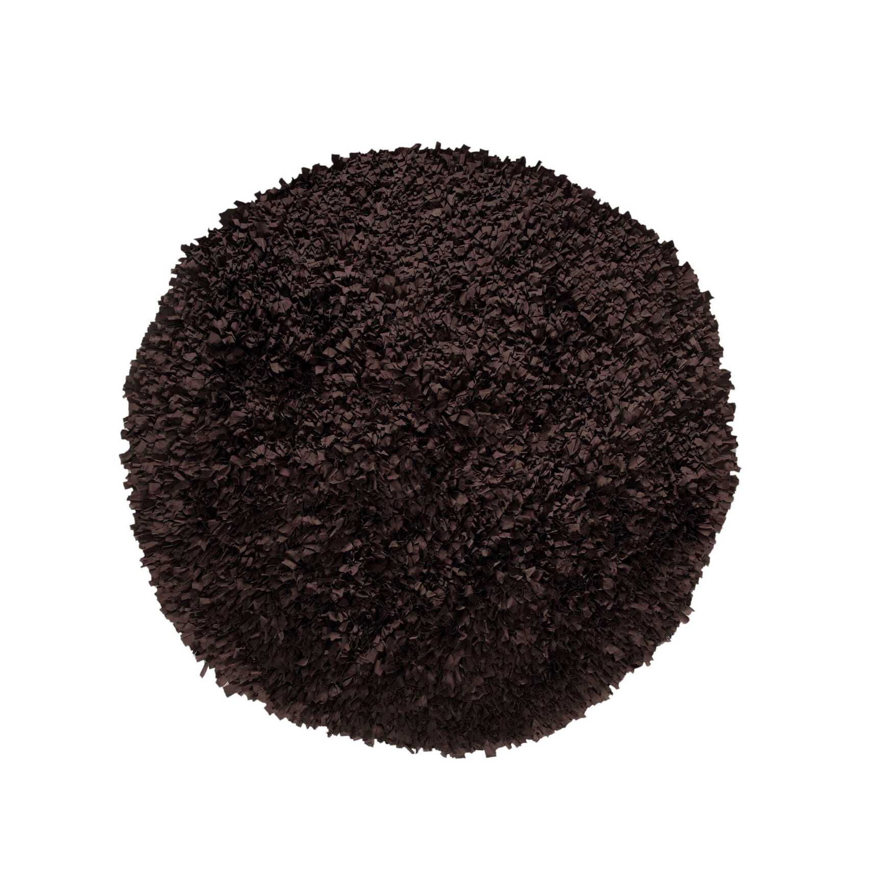 Bella Premium Jersey Shaggy Round Area Rug, BROWN, hi-res image number 0