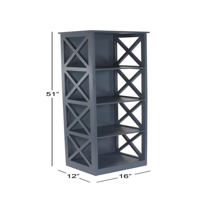 Grey Wood Traditional Shelving Unit, 51 inches x 16 inches x 12 inches, , alternate image number 5