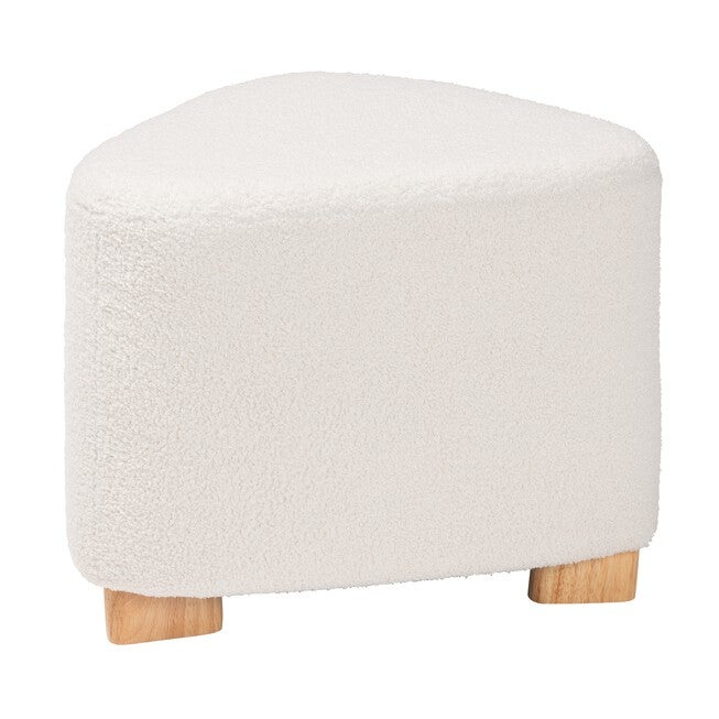 Brielle Modern And Contemporary Ivory Boucle Upholstered And Natural Brown Finished Wood Ottoman, IVORY, hi-res image number null